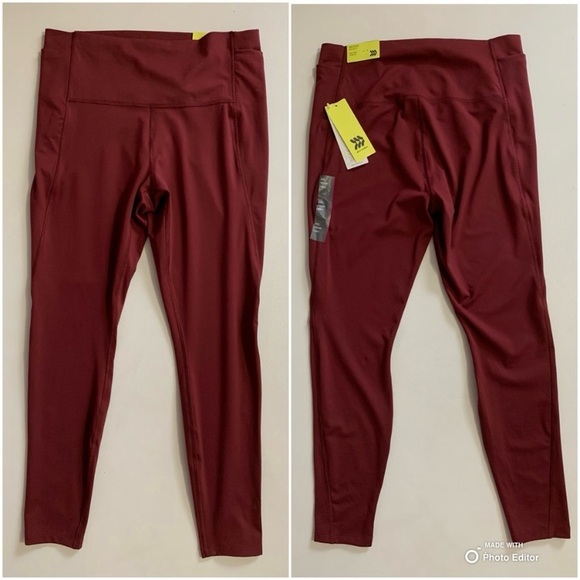 All In Motion 2 Pairs of High-Rise Leggings Garnet Red + Taupe Size XXL NWT - Picture 5 of 16